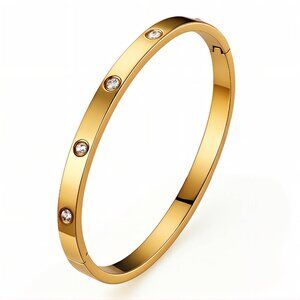 18K Gold Plated Stainless Steel Bangle Bracelet